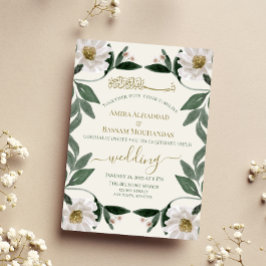 Elegante White Floral Muslim Hochzeit Einladung