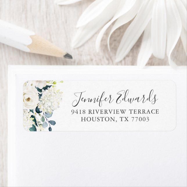 Elegante White Floral Rose und Hydrangeas Hochzeit (Insitu)
