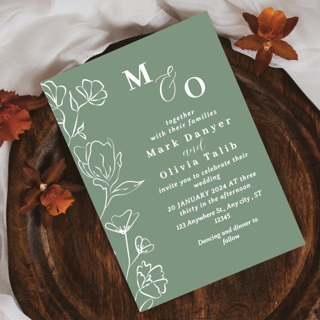 Elegante White Floral Wedding Einladung (Von Creator hochgeladen)