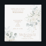 Elegante White Floral Wedding Magnet<br><div class="desc">White Floral Wedding Einladung Magnet. Quadrat. Weiße Blüte. Folien. elegant.</div>