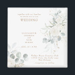 Elegante White Floral Wedding Magnet<br><div class="desc">White Floral Wedding Einladung Magnet. Quadrat. Weiße Blüte. Folien. elegant.</div>