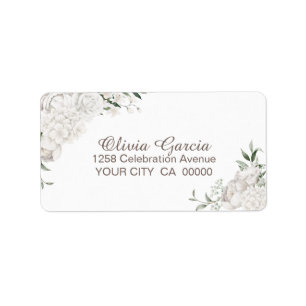 Elegante White Floral Wedding Rücksendeadresse Adressaufkleber