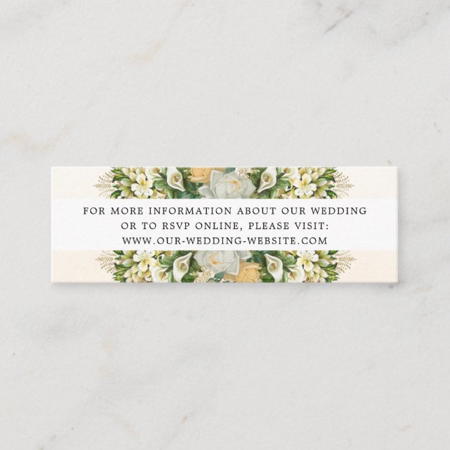 Elegante White Floral Wedding Website RSVP Card Mini Visitenkarte (Vorderseite)