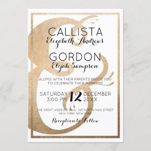 Elegante White-Foil-Hochzeit Einladung