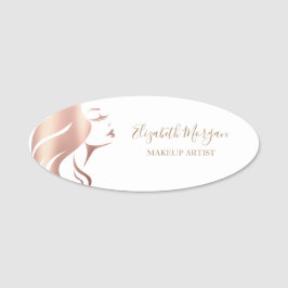 Elegante White Girl Face Silhouette, Makeup artist Namensschild