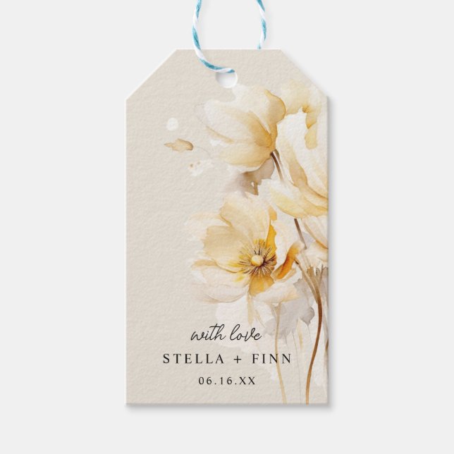 Elegante White Gold Blume Wedding Dusty Sand Geschenkanhänger (Vorderseite)