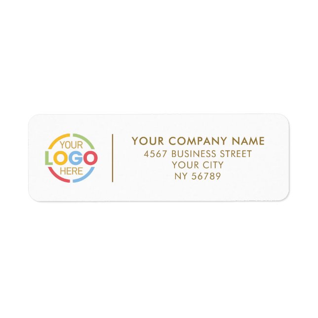 Elegante White & Gold-Business-Logo-Rücksendeadres (Vorne)