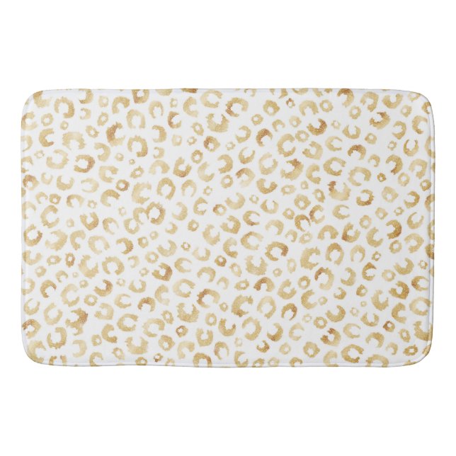 Elegante White Gold Glitzer Leopard Animal Print Badematte (Vorderseite)