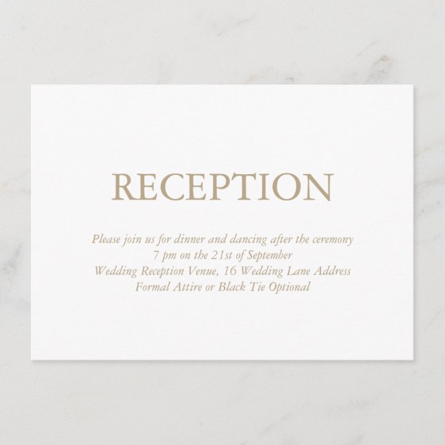 Elegante White Gold Hochzeit Begleitkarte (Vorderseite)