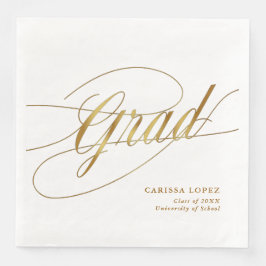 Elegante White & Gold Minimalistische Grad Kalligr Serviette