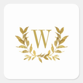 Elegante White Gold Moderne Monogram Wedding Quadratischer Aufkleber