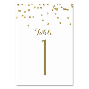 Elegante White & Gold Polka Dots Tischnummer Card