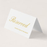 Elegante White & Gold Reservierte Hochzeitskarte<br><div class="desc">Reserviert Hinzufügen Ihrer eleganten weißen und goldenen Hochzeitskarte für Text</div>