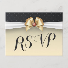Elegante White Gold Ribbon Red Diamond Wedding RSV Einladungspostkarte