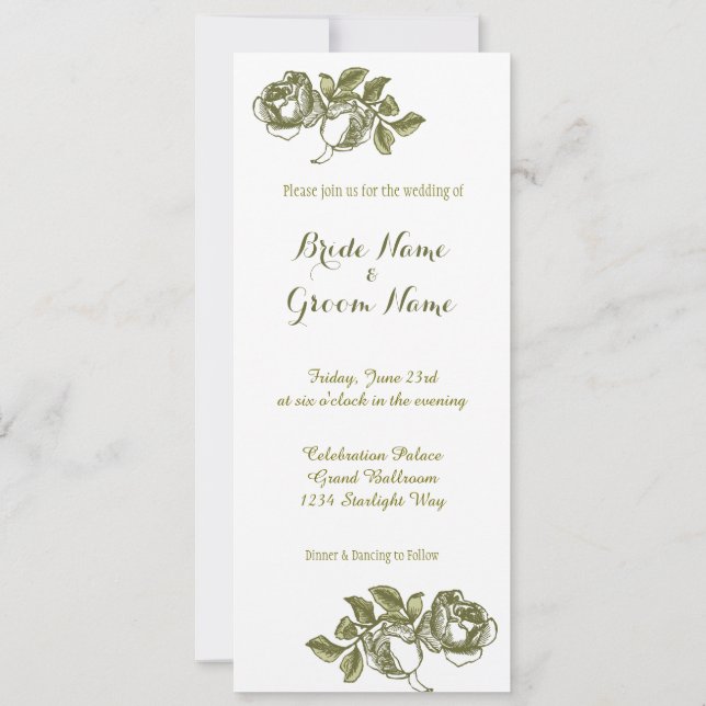 Elegante White Gold Rose Einladung zum Hochzeitsfe (Rückseite)
