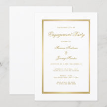 Elegante White Gold Script Engagement Party