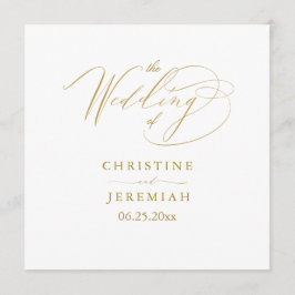 Elegante White Gold Script Typografy Wedding Programm