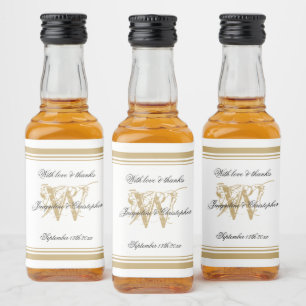 Elegante White Gold Wedding Chic Monogram Niedlich Alkoholflaschenetikett