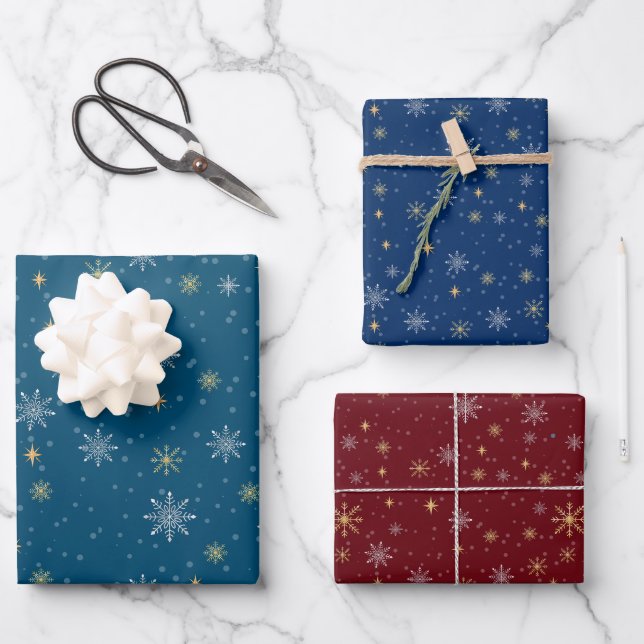 Elegante White Gold Weihnachten Geschenkpapier Set (Vorderseite)