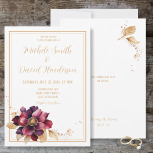 Elegante White Golden Burgundy Hochzeit im Wasser Einladung