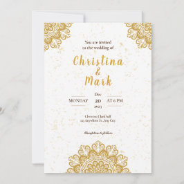 Elegante White Golden Modern Typografy Wedding Einladung