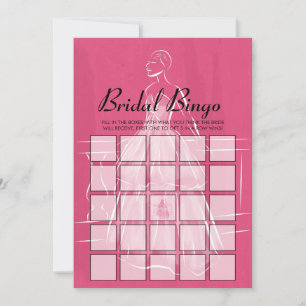 Elegante White Gown Brautparty Bingo Game Card Einladung