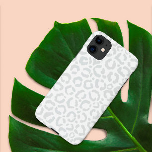 Elegante White Gray Leopard Cheetah Animal Print Case-Mate iPhone Hülle