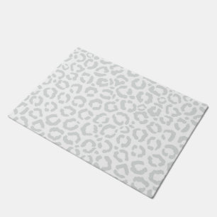 Elegante White Gray Leopard Cheetah Animal Print Fußmatte