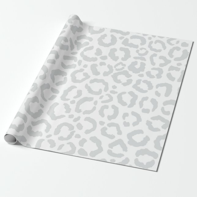 Elegante White Gray Leopard Cheetah Animal Print Geschenkpapier (Ungerollt)