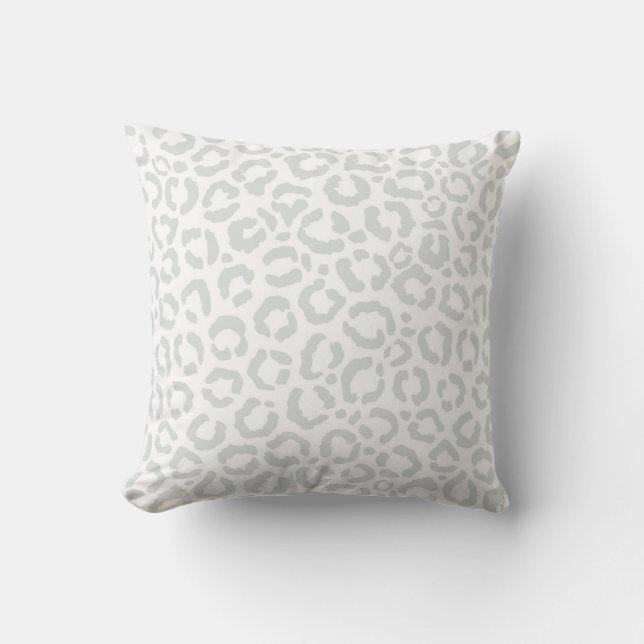 Elegante White Gray Leopard Cheetah Animal Print Kissen (Vorderseite)