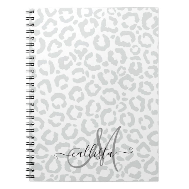 Elegante White Gray Leopard Cheetah Animal Print Notizblock (Vorderseite)