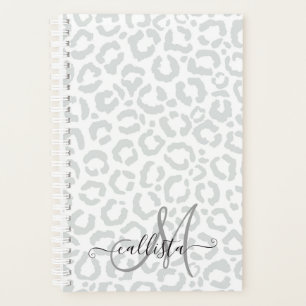 Elegante White Gray Leopard Cheetah Animal Print Planer