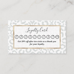 Elegante White Gray Leopard Cheetah Animal Print Treuekarte