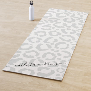 Elegante White Gray Leopard Cheetah Animal Print Yogamatte