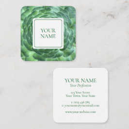 Elegante White & Green Botanics Business Card Quadratische Visitenkarte