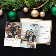 Elegante White Holiday Cheer Foto Collage Gold
