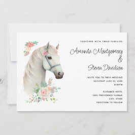Elegante White Horse Boho Floral Wedding Einladung