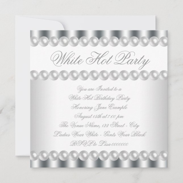 Elegante White Hot Birthday Party Einladung (Vorderseite)
