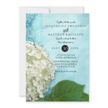 Elegante White Hydrangea Floral Blue White Wedding