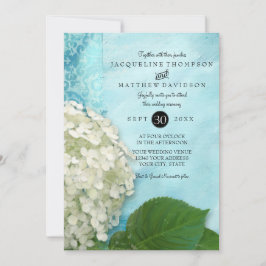 Elegante White Hydrangea Floral Blue White Wedding Einladung