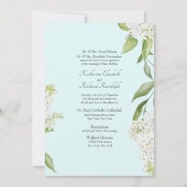 Elegante White Hydrangea Seafoam Wedding Einladung