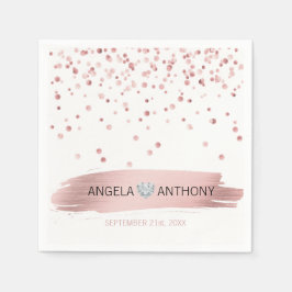 Elegante White Imitats Rose Gold Confetti Wedding Serviette
