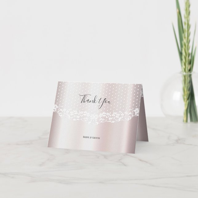 Elegante White Lace Floral Danke Karte (Vorderseite)