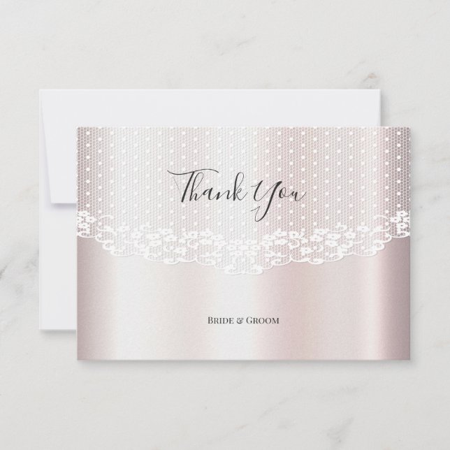 Elegante White Lace Floral Danke Karte (Vorderseite)