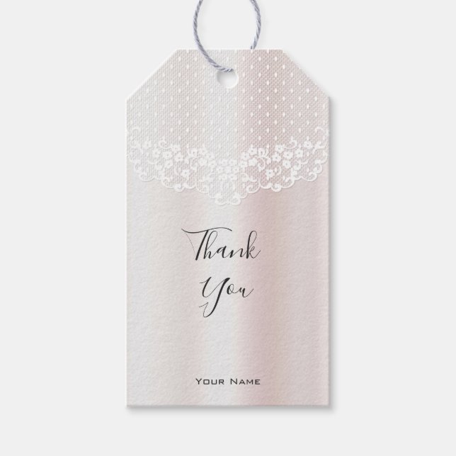 Elegante White Lace Floral Geschenkmarke Geschenkanhänger (Vorderseite)