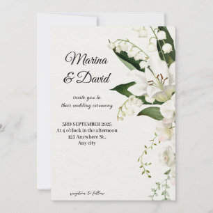 Elegante White Lily Floral Wedding Einladung