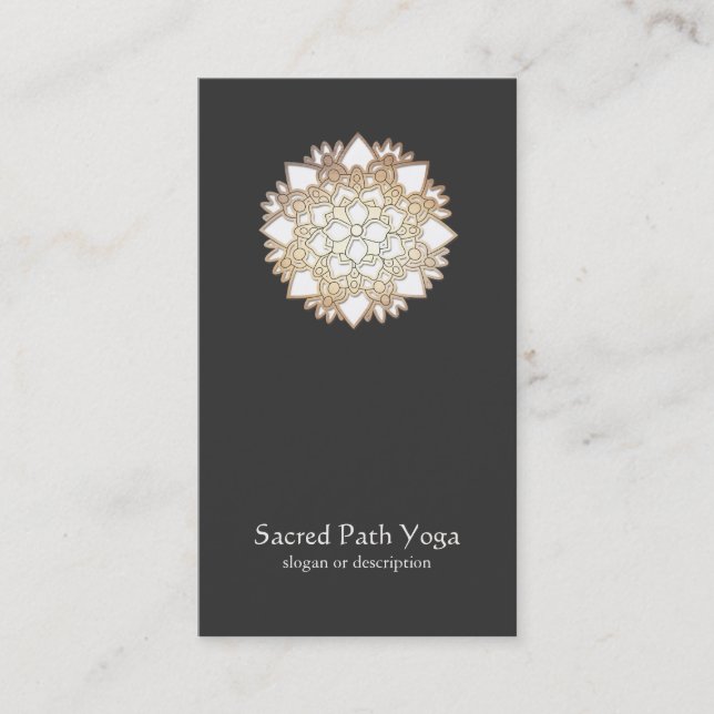 Elegante White Lotus Blume Mandala Business Card Visitenkarte (Vorderseite)