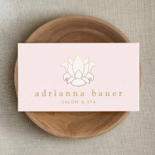 Elegante White Lotus Blume Rosa Salon und Wellness Visitenkarte