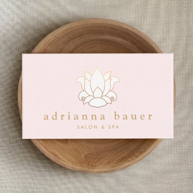 Elegante White Lotus Blume Rosa Salon und Wellness Visitenkarte (Von Creator hochgeladen)