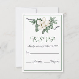Elegante White Magnolia Blossom Hochzeit RSVP Karte